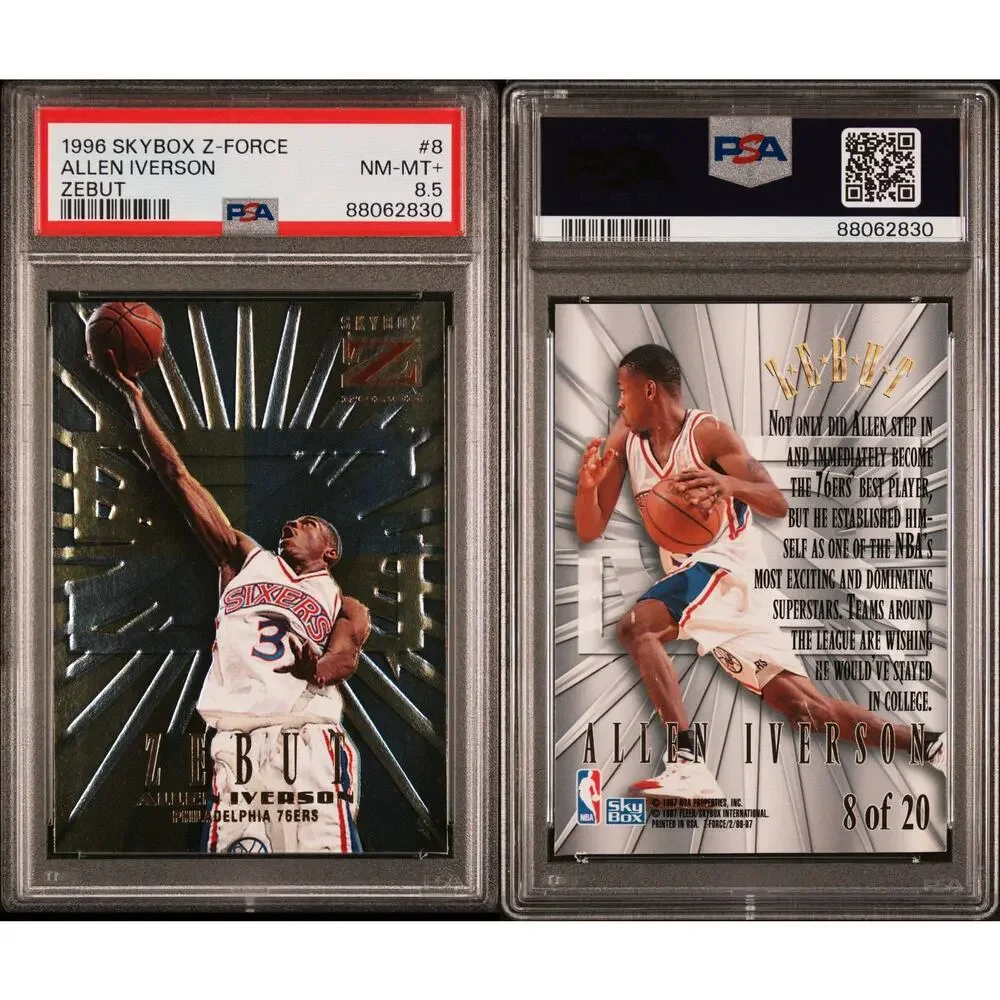 1996 SkyBox Z-Force Zebut #8 Allen Iverson RC PSA 8.5 Philadelphia 76ers Pop 1